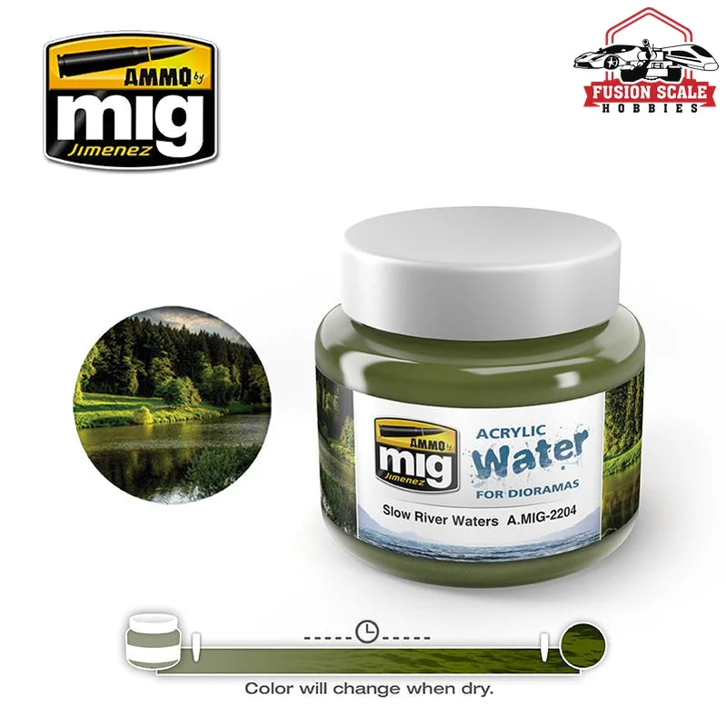 Ammo Mig Jimenez Slow River Waters Acrylic Water 250ml Jar AMIG2204