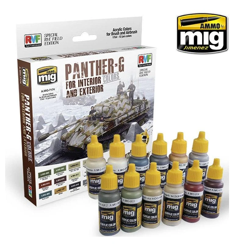 Ammo by Mig Panther G Colors For Interior And Exterior (Special Ryefield Edition) Set - Ammo Mig Jimenez