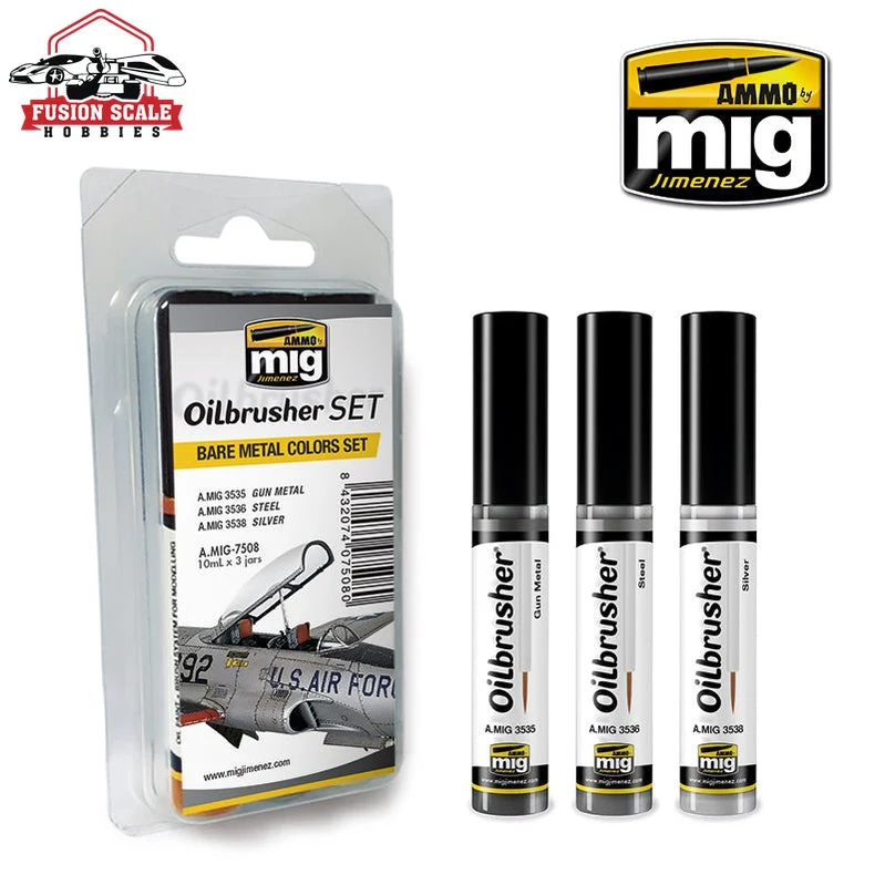 Bare Metal Colors Oilbrusher Set Ammo by Mig Jimenez AMIG7508 - Ammo Mig Jimenez