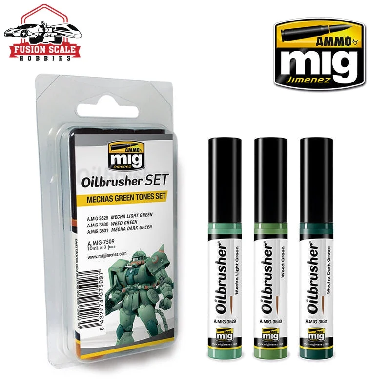 Mechas Green Tones Oilbrusher Set Ammo by Mig Jimenez AMIG7509 - Ammo Mig Jimenez