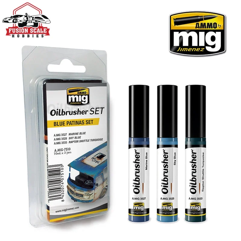 Blue Pantinas Oilbrusher Set Ammo by Mig Jimenez AMIG7510 - Ammo Mig Jimenez
