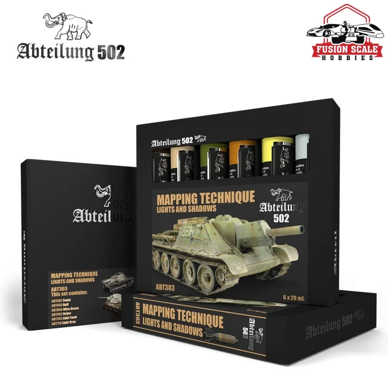 Abteilung 502 Mapping Technique Lights and Shadows Weathering Oil Paint Set (6 Colors) 20ml Tubes ABT303