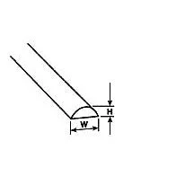 Plastruct 1/2" Clear Acrylic Half Round Rod 17-1/2" Length (3 per pack)