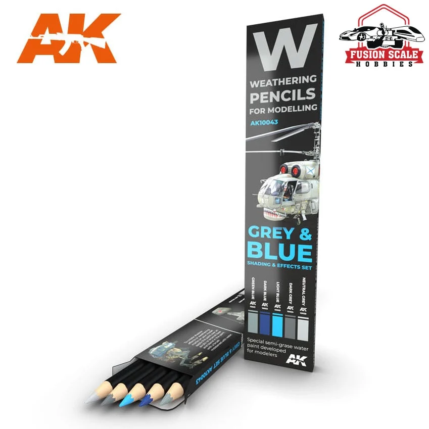 AK Interactive Grey & Blue Weathering Pencil Set 5 Pencils AKI10043