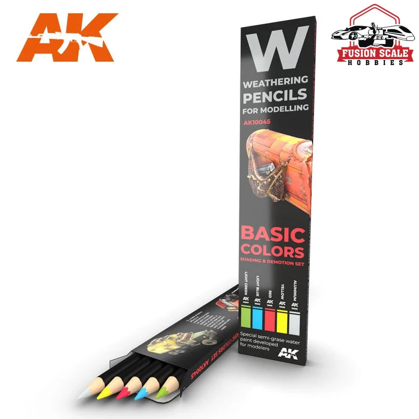 AK Interactive Basic Colors & Demotion Shading Effects Weathering Pencil Set 5 Pencils AKI10045