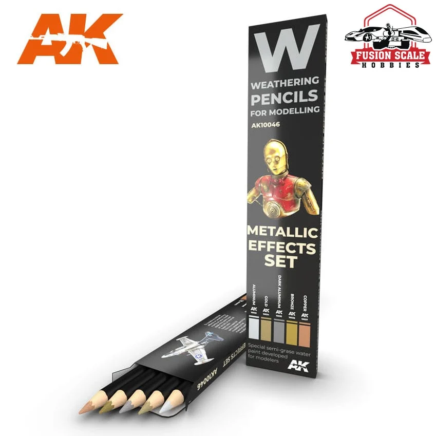 AK Interactive Metallic Effects Weathering Pencil Set 5 Pencils AKI10046