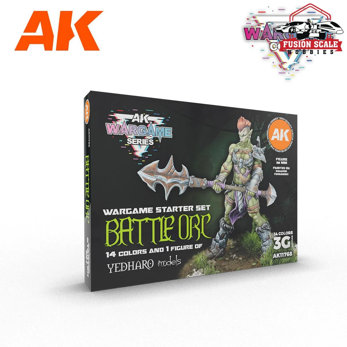 AK Interactive Wargame Starter Set - Battle Orc (14 Colors & 1 Figure)