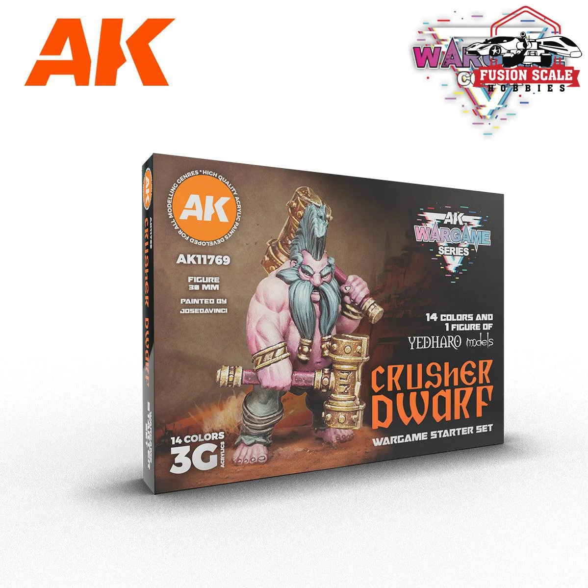 AK Interactive Wargame Starter Set - Crusher Dwarf (14 Colors & 1 Figure)