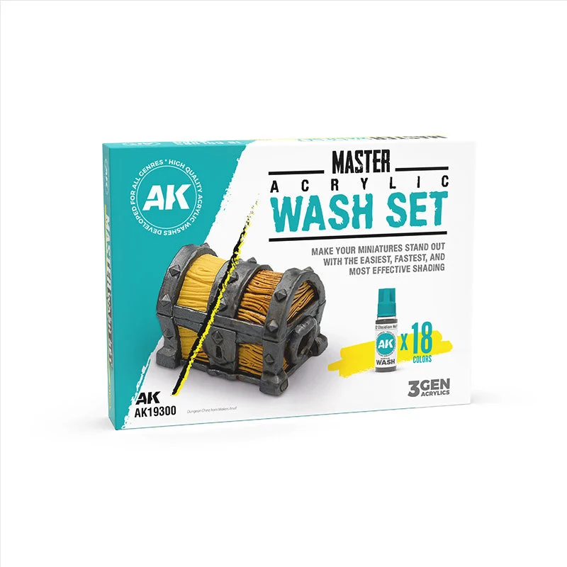 AK Interactive Master Acrylic Wash Set – Full Range (18 Colors)