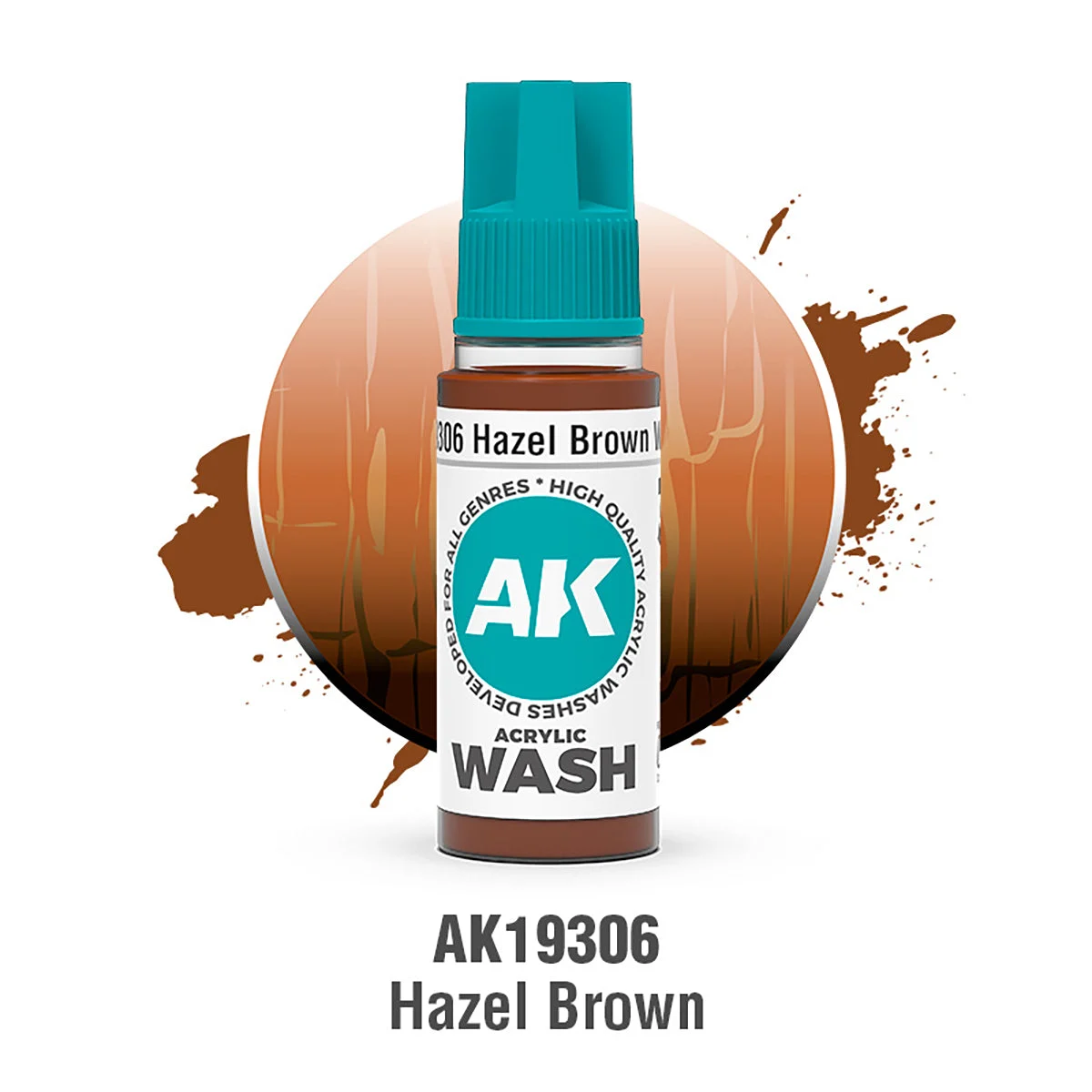 AK Interactive Hazel Brown Acrylic Wash - AK19306
