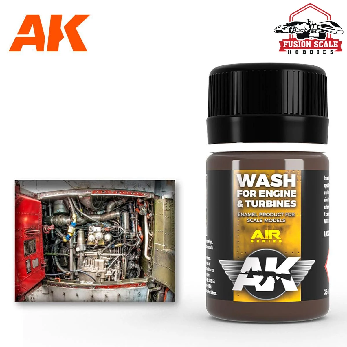 AK Interactive Air Series Engine & Turbines Enamel Wash 35ml Bottle