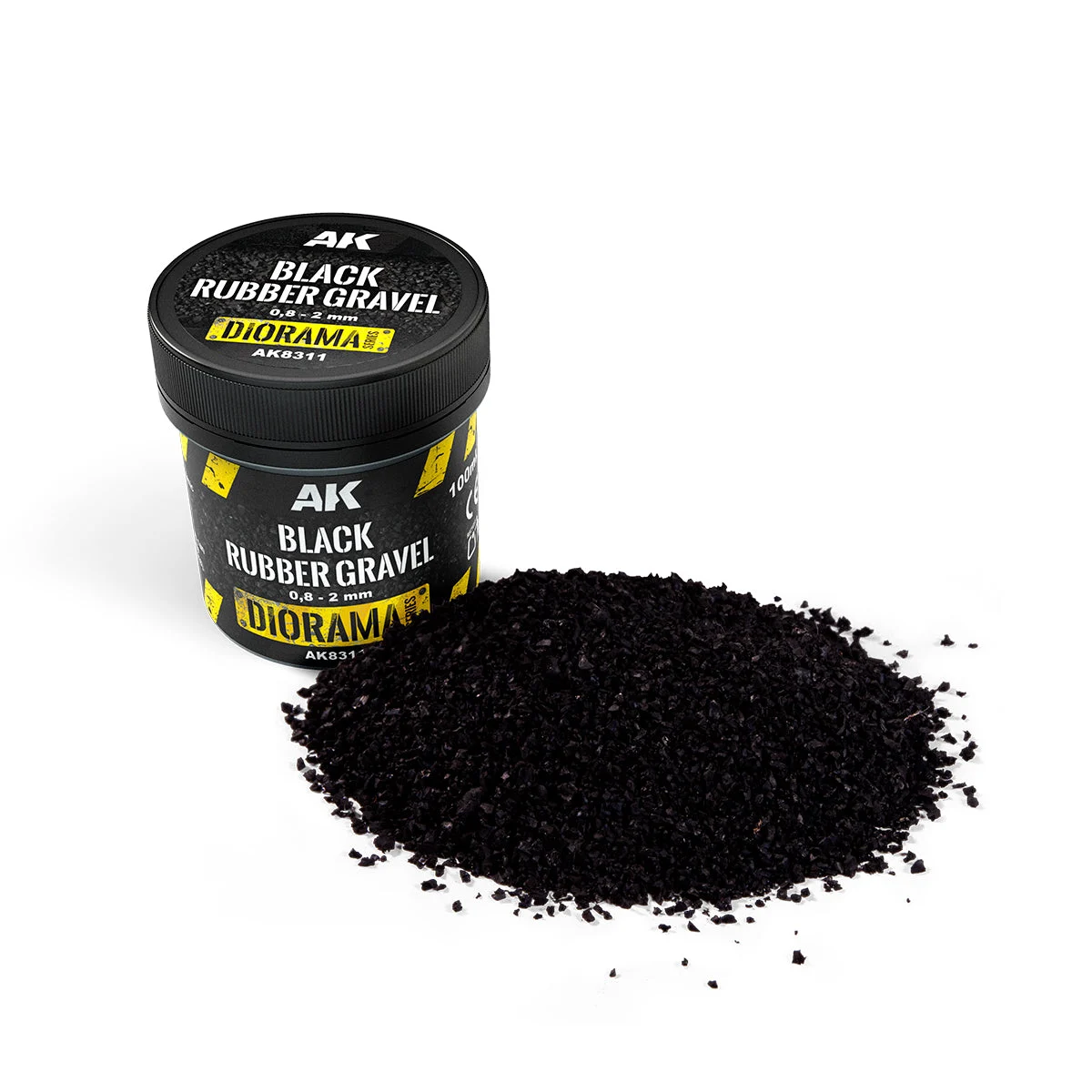 AK Interactive Black Rubber Gravel .8-2mm 100ml - 8311