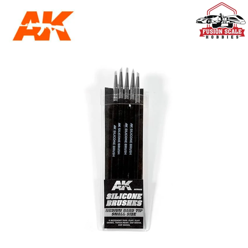AK interactive Silicone Brushes Medium Hard Tip Small Set of 5 AKI9085