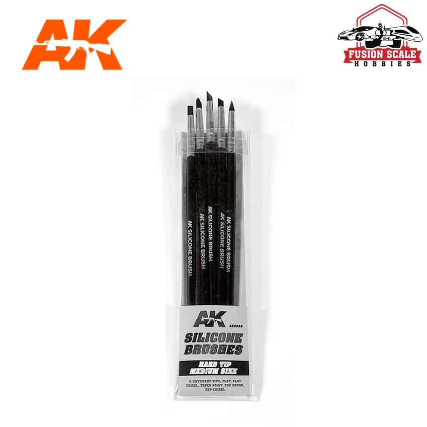 AK interactive Silicone Brushes Hard Tip Medium Set of 5 AKI9088
