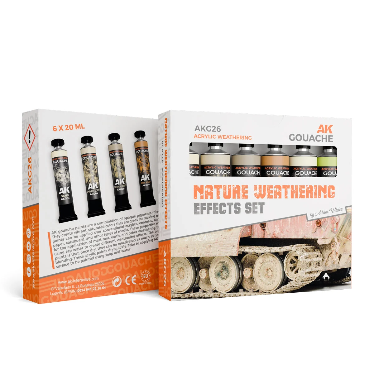 AK Gouaches Nature Weathering Effects Set 6 Tubes - G26