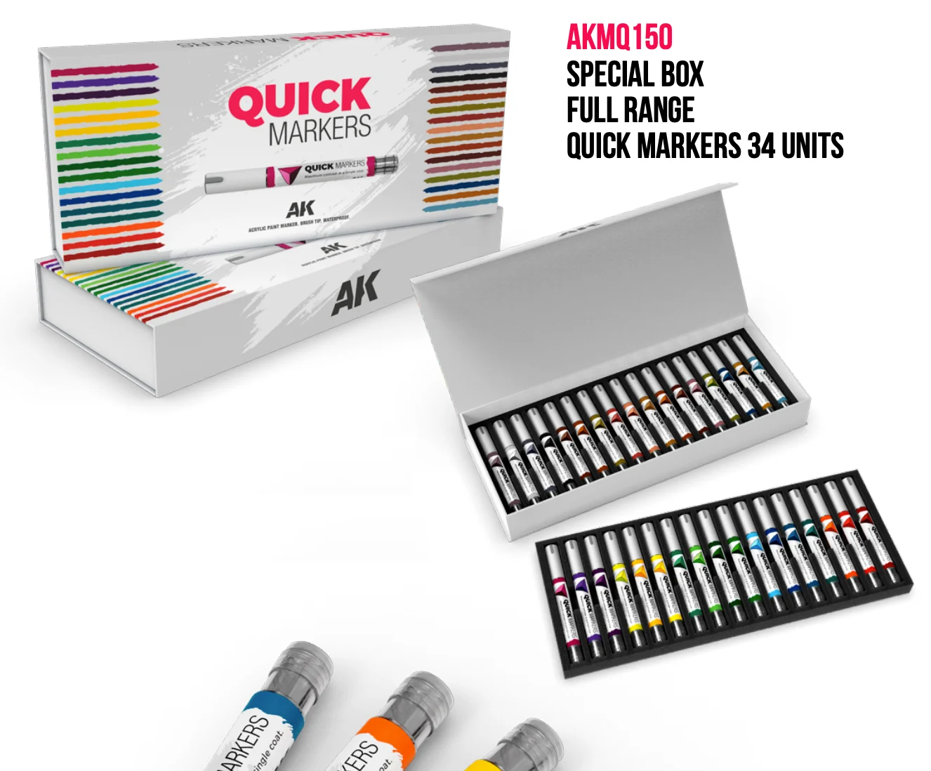 AK Interactive Special Box Full Range Quick Markers 34 Units - AK-MQ150