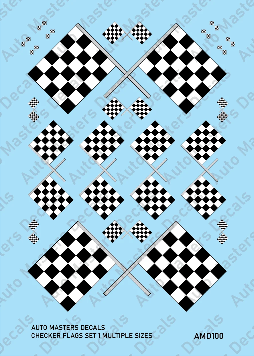 Auto Masters Decals Checkered Flags Decal Set Multiple Sizes