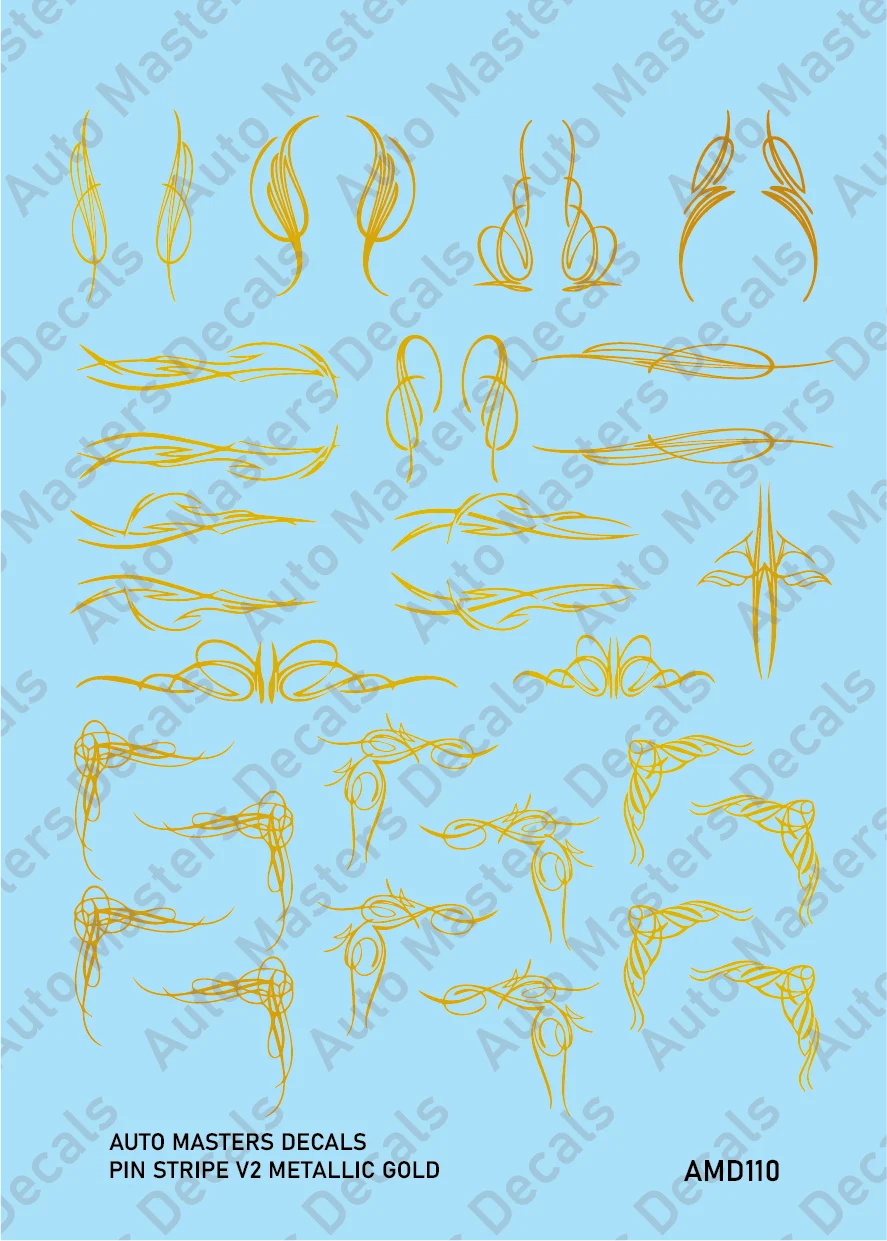 Auto Masters Decals Metallic Gold Pine Stripes V2