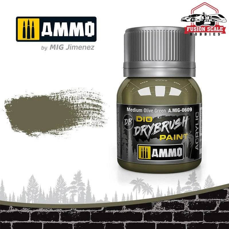 Ammo Mig Jimenez Dio Dry Brush Medium Olive Green Paint