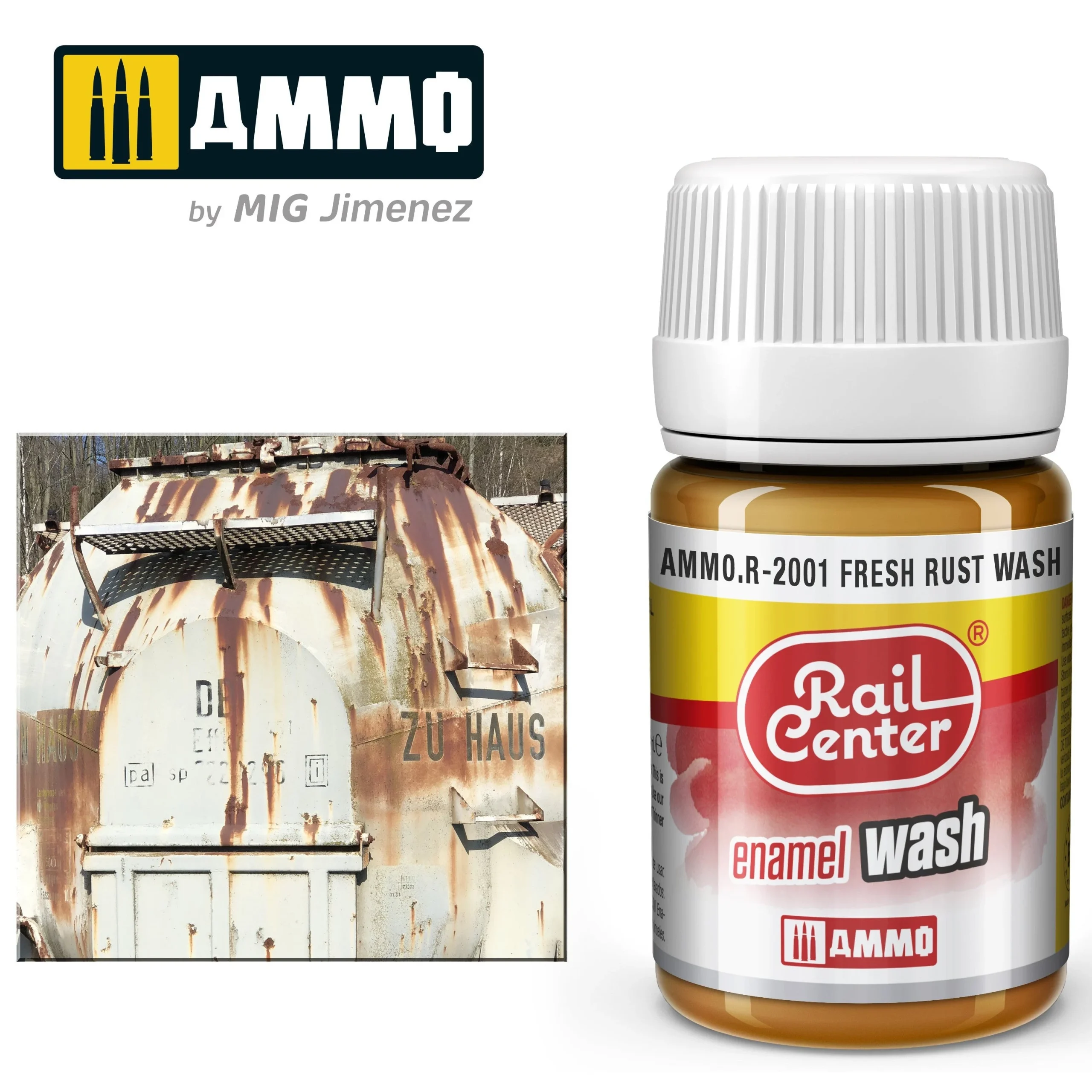Ammo Mig Rail Center Fresh Rust Wash (35ml) - Ammo Mig Jimenez