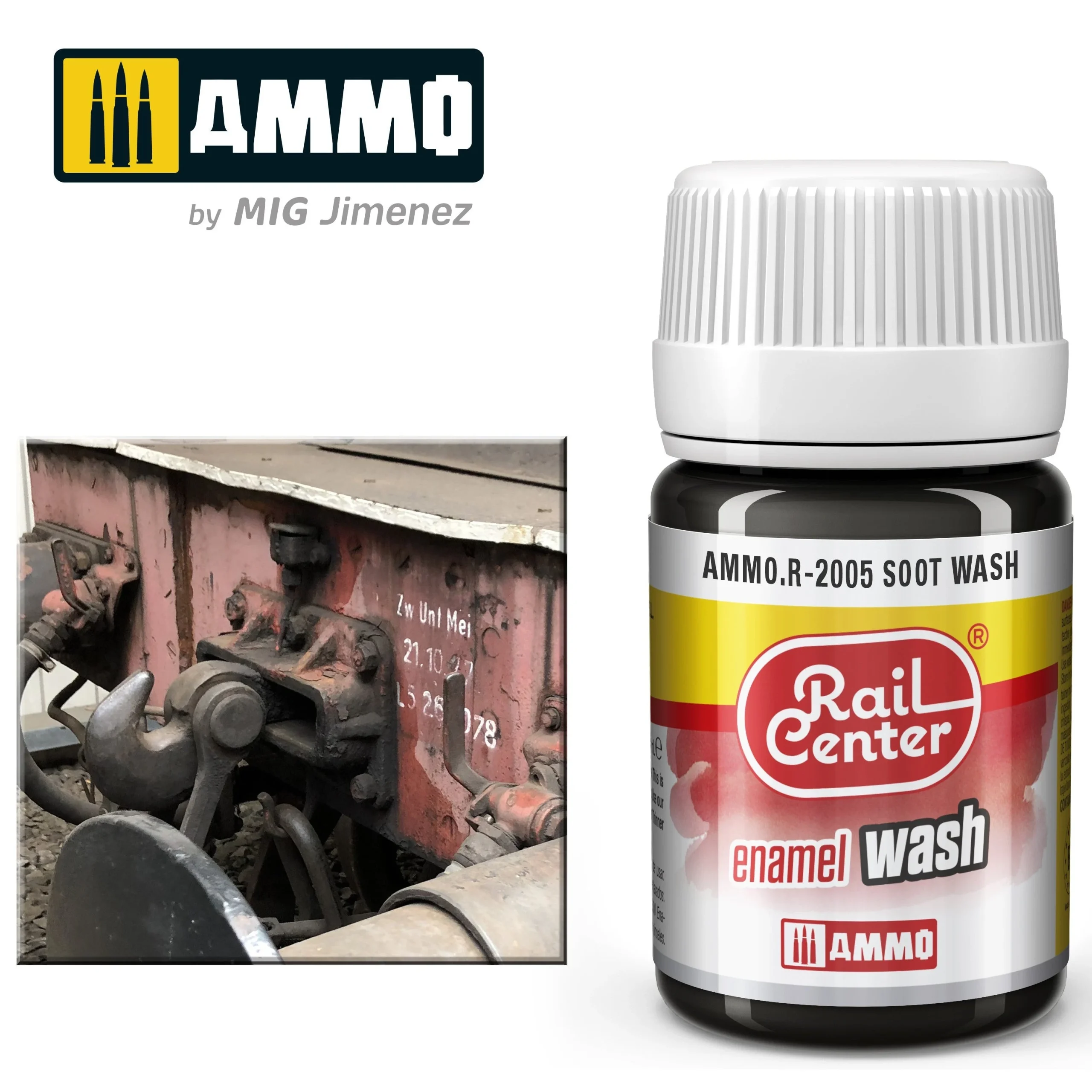 Ammo Mig Rail Center Soot Wash (35ml) - Ammo Mig Jimenez
