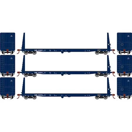 Athearn HO Scale 60' Bulkhead Flat MRL(3) #62007/62012/62019