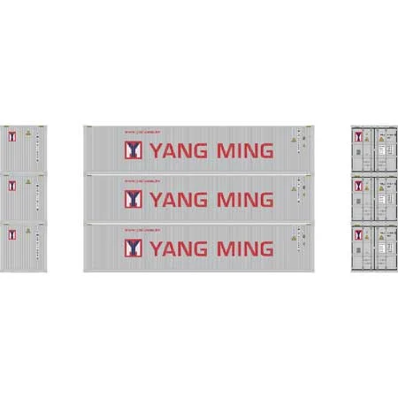 Athearn N Scale 40' Corrugate Low Container, Yang Ming/New (3)