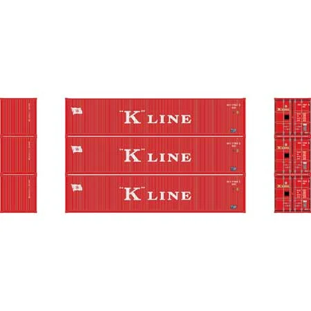 Athearn N Scale 40' Corrugated Low-Cube Container,K Line # 2 (3)