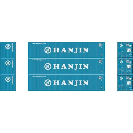 Athearn N Scale 40' Corrugated Low-Cube Container, Hanjin #1 (3)