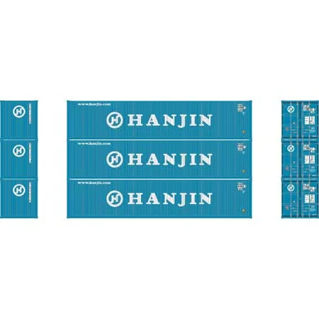 Athearn N Scale 40' Corrugated Low-Cube Container, Hanjin #2 (3)