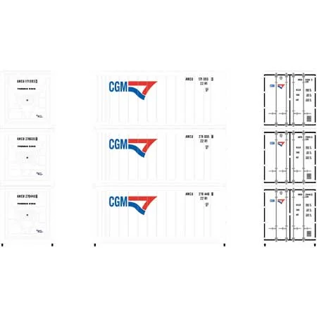 Athearn N Scale 20' Reefer Container, CGM (3)