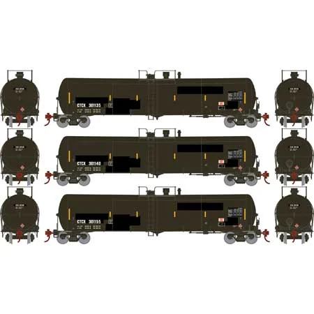 Athearn N Scale 30,000-Gallon Ethanol Tank, CTCX #1 (3)