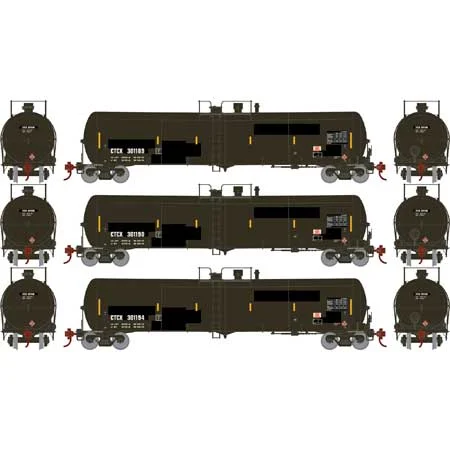 Athearn N Scale 30,000-Gallon Ethanol Tank, CTCX #3 (3)