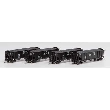 Athearn N Scale 40' 3-Bay Ribbed Hopper w/Load, N&W #2 (4)