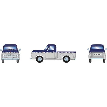 Athearn HO Scale RTR 1955 Ford F-100 Pickup, Blue/White