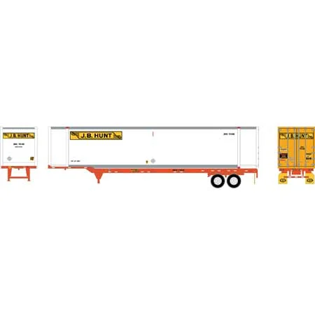 Athearn HO Scale 48' Container w/Chassis, JBHU