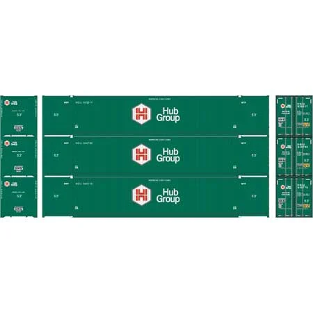 Athearn HO Scale RTR 53' CIMC Container,HUB Group/Green Paint(3)