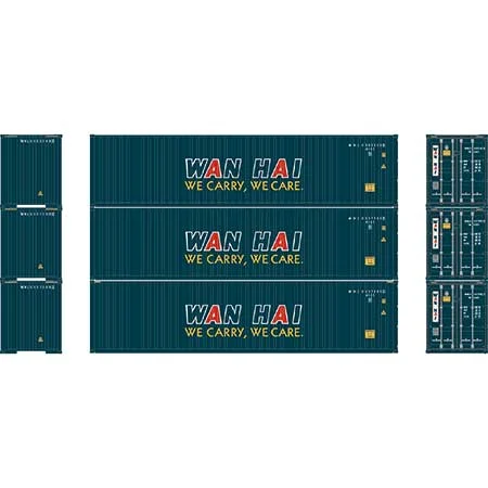 Athearn HO Scale RTR 40' Corrugated Container, Wan Hai (3)