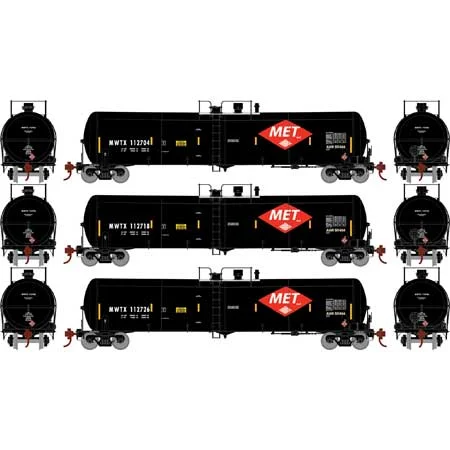 Athearn HO Scale 30,000-Gallon Ethanol Tank, MWTX #2 (3)
