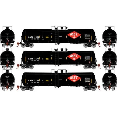 Athearn HO Scale 30,000-Gallon Ethanol Tank, MWTX #3 (3)
