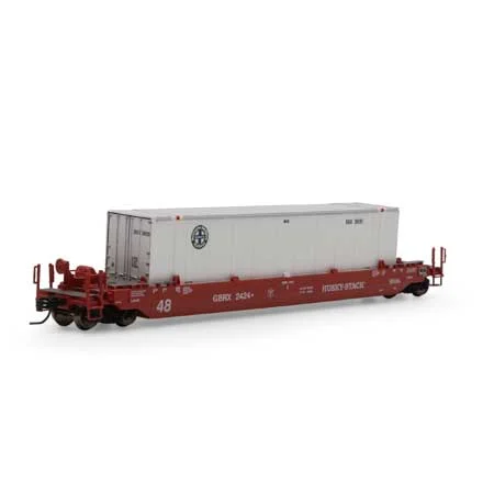 Athearn N Scale 48' Husky Stack Well, GBRX/48' BNSF #2424-280281