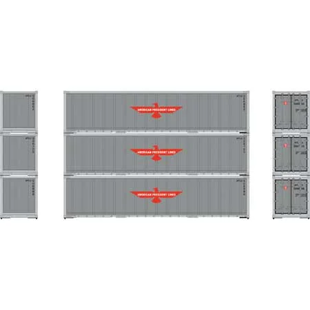 Athearn HO Scale 40' Smooth Side Containers, APL #1 (3)