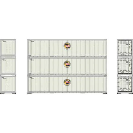 Athearn HO Scale 40' Smooth Side Containers, AML #1 (3)