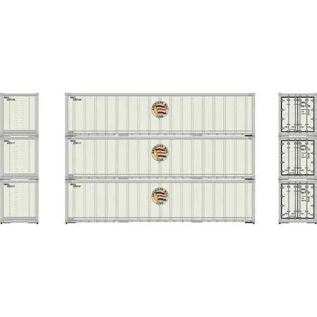 Athearn HO Scale 40' Smooth Side Containers, AML #2 (3)