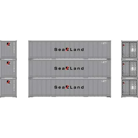 Athearn HO Scale 40' Smooth Side Containers, SEAU #2 (3)