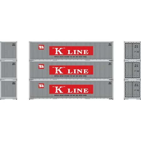 Athearn HO Scale 40' Smooth Side Containers, KKLU #1 (3)