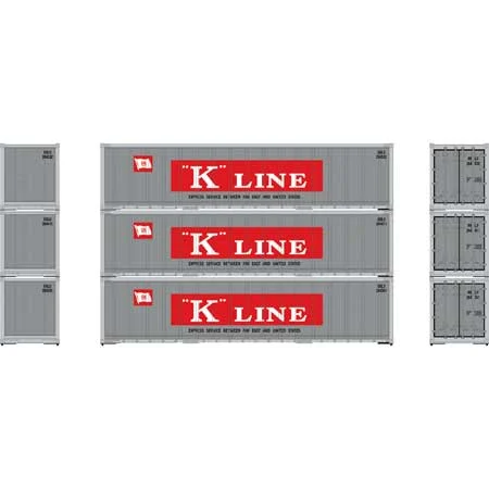 Athearn HO Scale 40' Smooth Side Containers, KKLU #2 (3)
