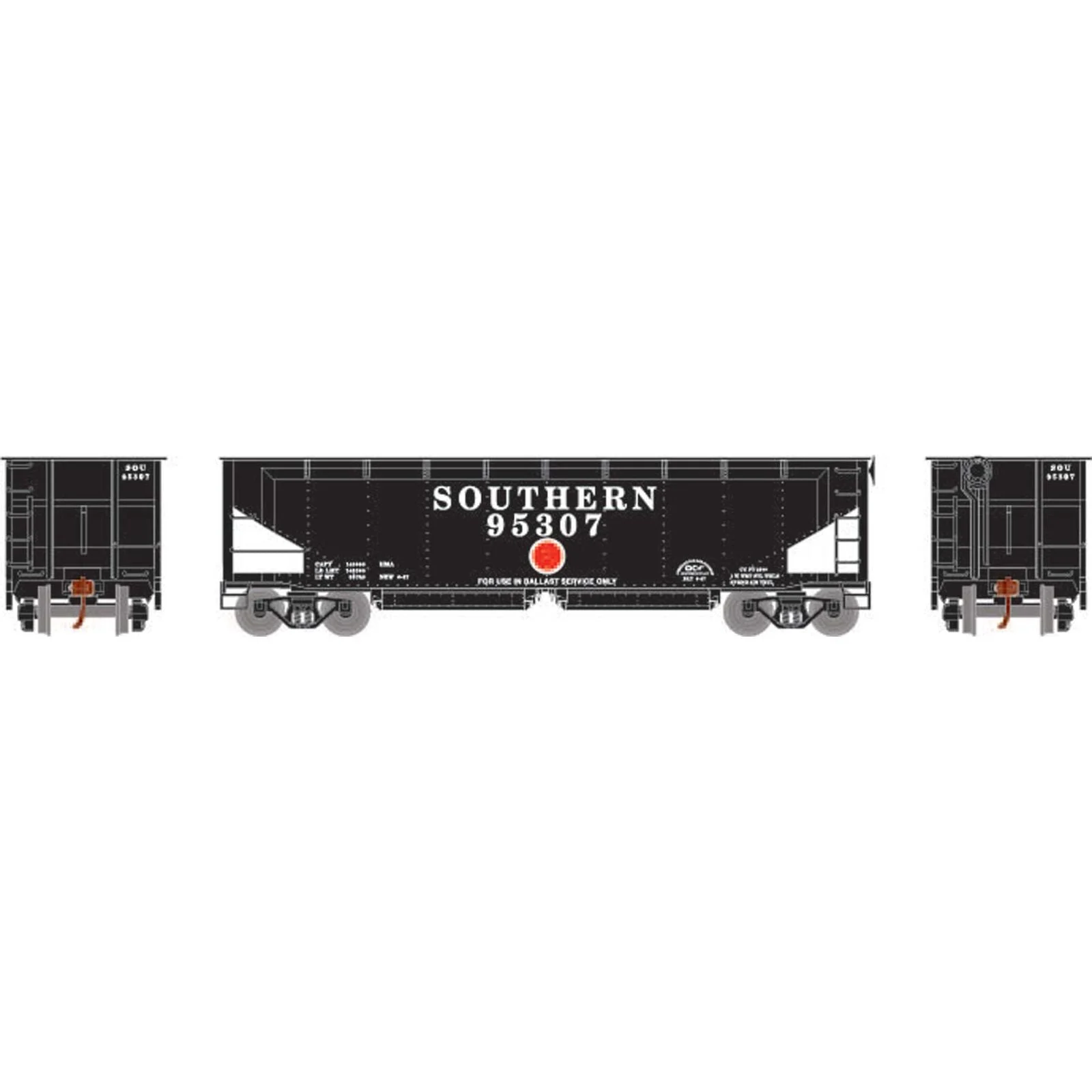 Athearn HO Scale RTR 40' Offset Ballast Hopper w/Load,SOU #95307