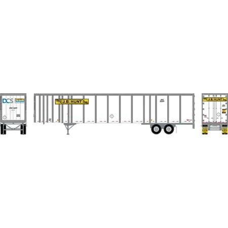 Athearn HO Scale JB Hunt 53' Wabash Plate Trailer JBHZ #36849 - 72824