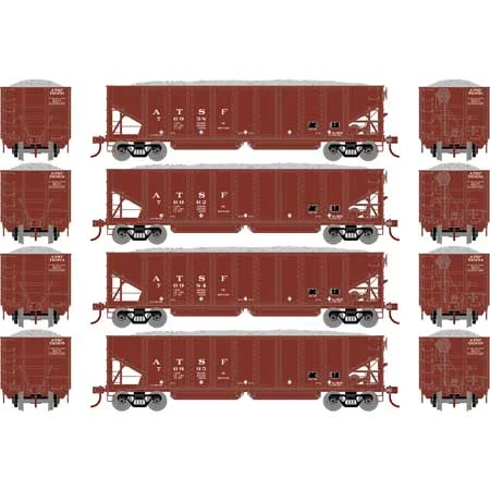 Athearn HO Scale 40' Ribbed 3-Bay Ballast Hopper, ATSF #1(4)